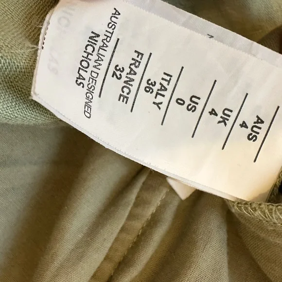 NICHOLASSage Green Strapless 100% Linen Jumpsuit